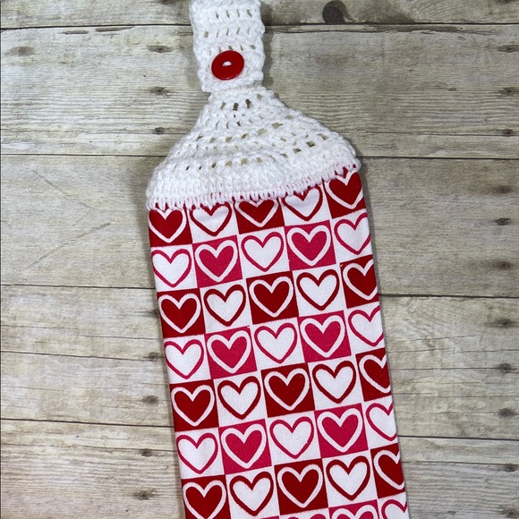 Handmade Other - Crochet Top Single Thickness Hanging Towel Valentines Day
